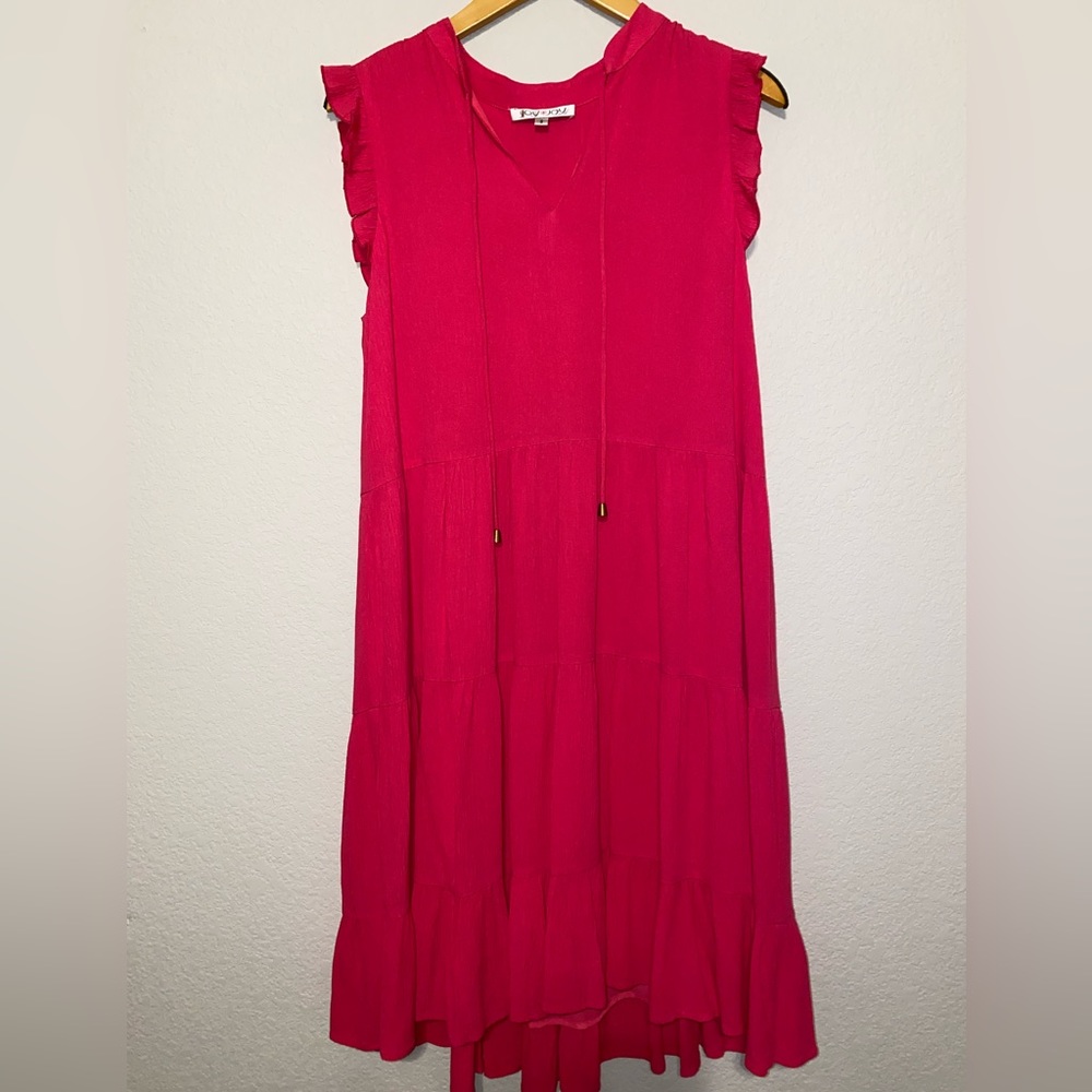 Bright pink midi dress